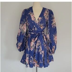 Zimmermann Moonshine Linen Wrap Dress AUS 2